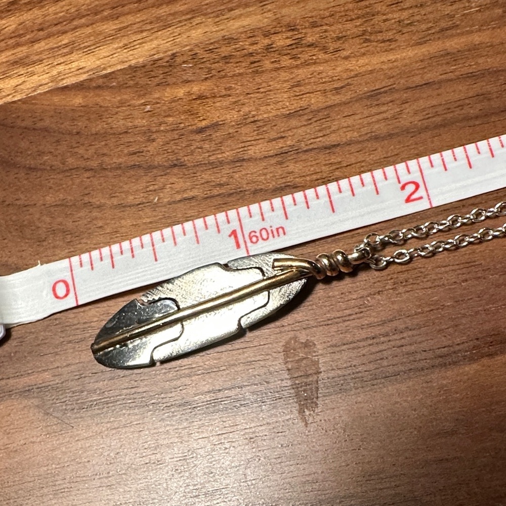 12kgf and Sterling Silver Feather Pendant Necklace, 22in chain